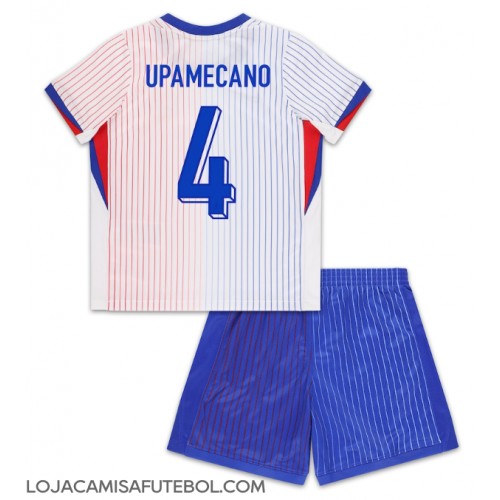 Camisa de Futebol França Dayot Upamecano #4 Equipamento Secundário Infantil Europeu 2024 Manga Curta (+ Calças curtas)